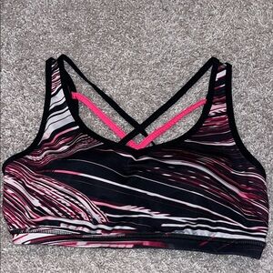 Tek Gear Black and Pink Patterned Sports Bra